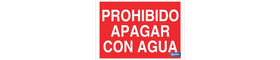 Prohibido apagar con agua