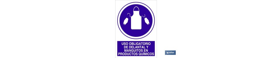 Uso obligatorio de delantal y manguitos en productos químicos