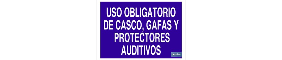 Uso obligatorio de casco, gafas y protectores auditivos