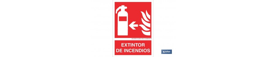 Extintor de incendios Pictograma + Texto