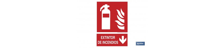 Extintor de incendios Pictograma + Texto