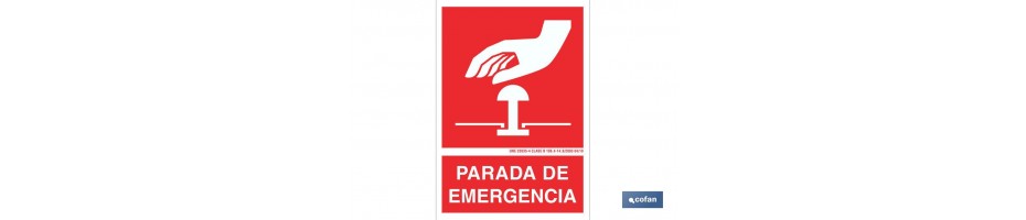 Parada de emergencia Pictograma + Texto