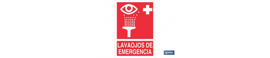 Señal luminiscente de socorro Lavaojos de emergencia