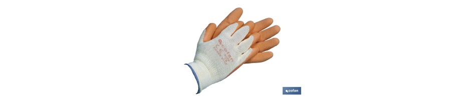 Guantes de Látex Rugoso con Soporte de Punto Naranja