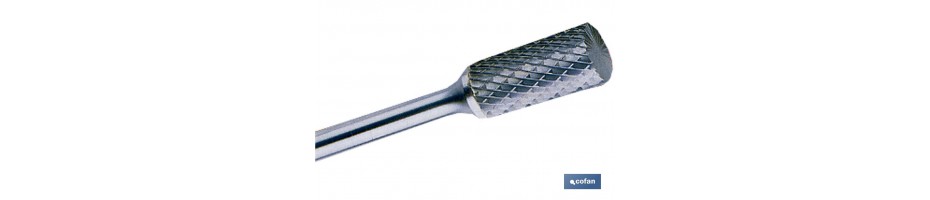 Fresas Rotativas Metal Duro Dentado Cruzado Cilíndrica sin Corte Centro