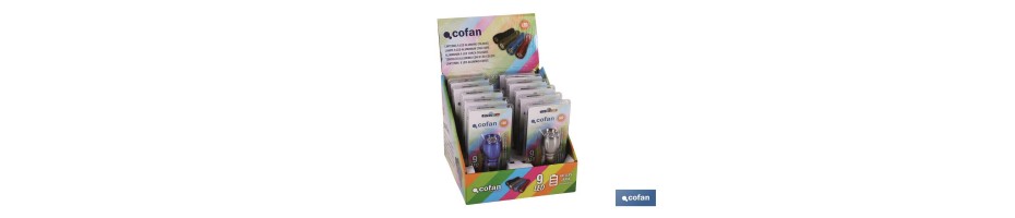 Expositor 12 uds Linterna 9 LED COLORES