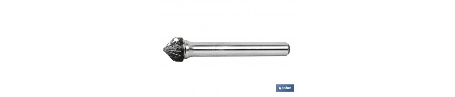 Fresas Rotativas Metal Duro Dentado Cruzado Punta Cónica 90°