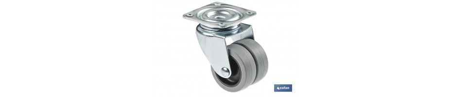 Rueda Doble con Placa Ø50mm