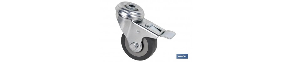 Ruedas Goma Gris Pasante/Freno