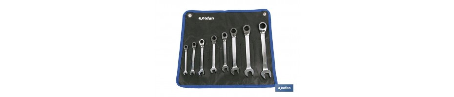 Set de 8 llaves combinadas con carraca reversible