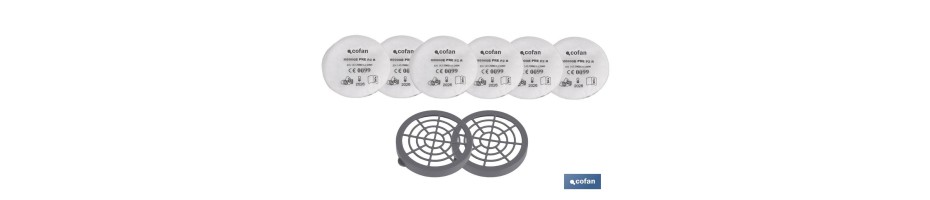 Juego. 2 plásticos + 6 prefiltros para filtros tipo A,B, E, K1