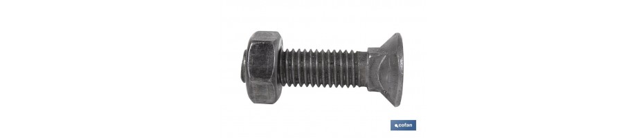 Tornillo con Cuello Cuadrado Bajo + Tuerca Hexagonal