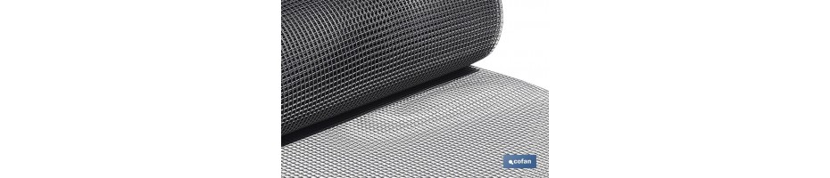 Rollo Malla Plástico Cuadrada Gris Plata