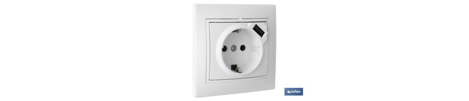 Base Enchufe USB Monobloc 2P+T