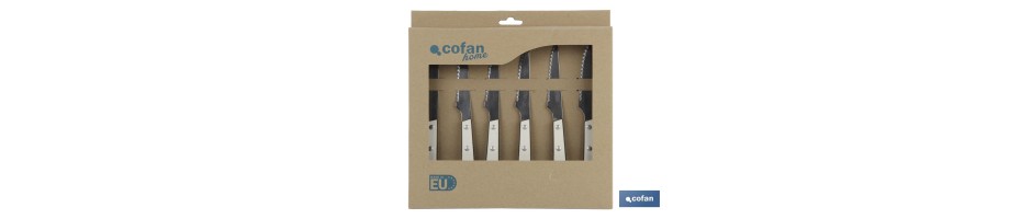 Pack 6 Cuchillos Chuleteros Blanco Mod. Thyme
