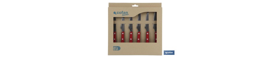 Pack 6 Cuchillos Chuleteros Rojo Mod.Paprika