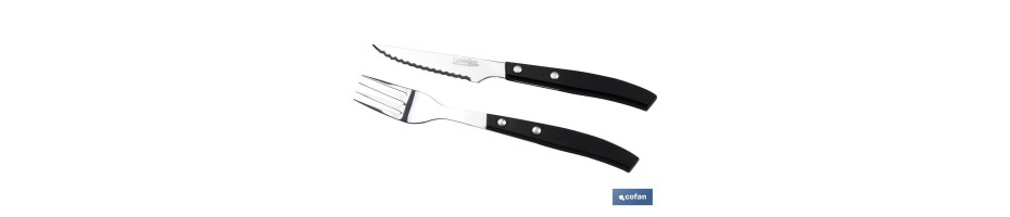 Pack 3 Cuchillos + 3 Tenedores Mod. Vittorio Negro