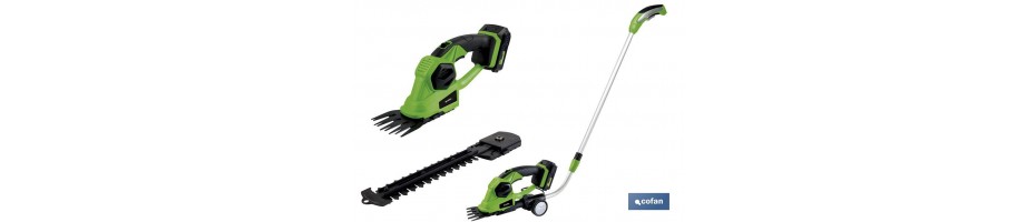 Kit Cortasetos de mano extensión y ruedas a batería.