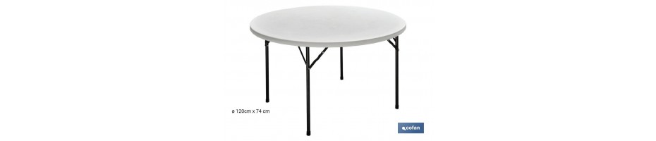 MESA REDONDA PLEGABLE BLANCA