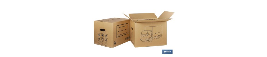 Caja cartón mudanza asa troquel