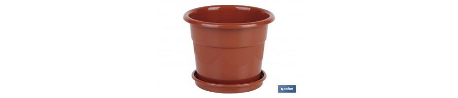 Maceta Dalia color marrón + Plato