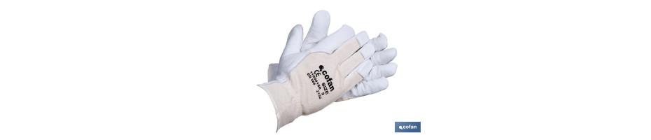 Guantes de Piel Flor Vacuno y Dorso Tela