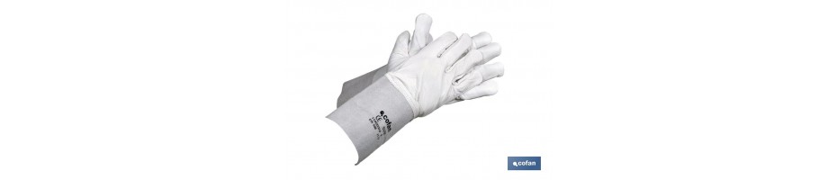Guantes de Piel Flor Vacuno con Manguitos 13 cm