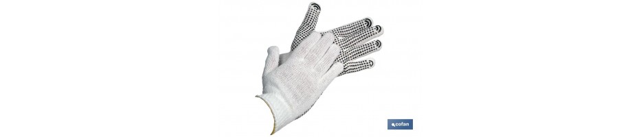 Guantes de Punto de Algodón (Con Puntos de PVC)