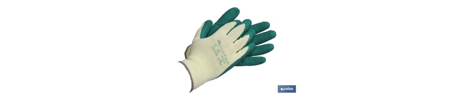 Guantes de Látex Rugoso con Soporte de Punto Verdes