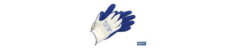 Guantes de Látex Rugoso con Soporte de Punto Azules