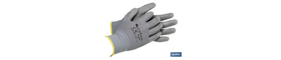 Guantes Soporte de Nylon Impregnados Gris (100% Nylon)