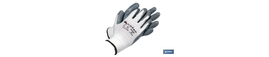 Guantes Soporte de Nylon Impregnados Gris-Blanco (100% Nylon)