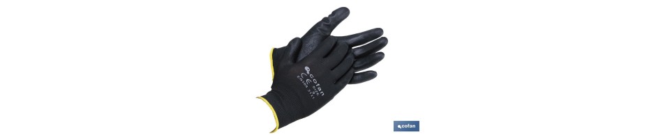 Guantes Soporte de Nylon Impregnados Negro (100% Nylon)