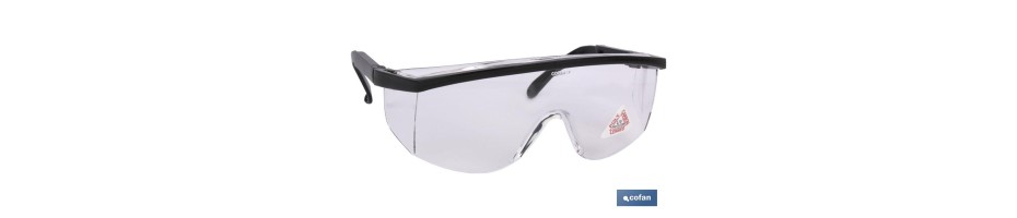 Blister Gafas de protección, Modelo Standar, contra impactos, lentes transparentes, con patillas abatibles, confortables y liger