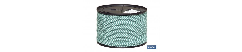 Cuerda Trenzada Helicoidal Blanco/Verde (100% polipropileno)