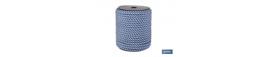 Cuerda Trenzada Helicoidal Blanco/Azul (100% polipropileno)