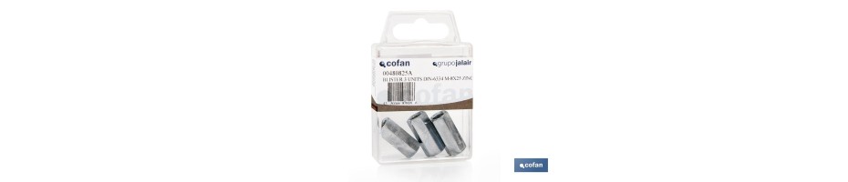 Manguitos Hexagonales. Unión Varillas Roscadas DIN 6334 Blíster Estándar