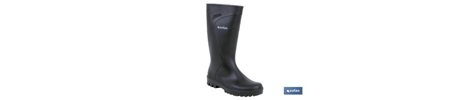 Bota de Agua PVC, Suela Antideslizante (Negra)