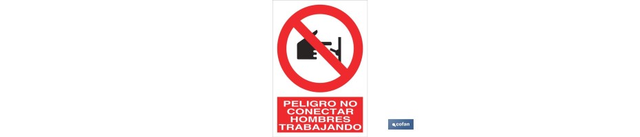 Peligro no conectar hombres trabajando
